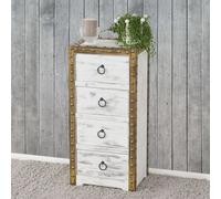 Commode Duran, Commode à tiroirs Armoire, 4 tiroirs 70x33x26cm Shabby-Look Vintage ~ blanc