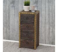 Commode Duran, commode à tiroirs, armoire, 4 tiroirs, style shabby, vintage 70x33x26cm marron