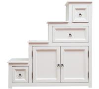 Commode Échelle Bois Massif Blanc 94x97cm Shabby Chic Salon Pièce