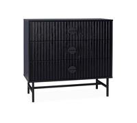 Commode effet bois rainuré 3 tiroirs BAZALT