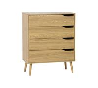 Commode effet frêne. 4 tiroirs. pieds en pin massif