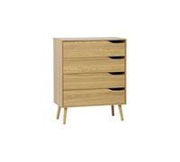 | Commode effet frêne 4 tiroirs pieds en pin massif