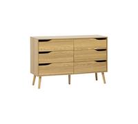 sweeek - Commode Effet frêne. 6 tiroirs. Pieds en pin Massif