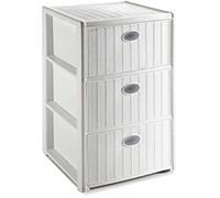 Commode Elegance 3 Tiroirs Blancs - Stefanplast - 40x40x60 cm - Plastique - Résine - Elégance - Chic