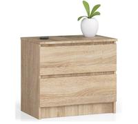 Home Collective Commode à deux tiroirs, élégante, pour intérieur minimaliste, 60 x 40 x 55 cm, pour salon, chambre à coucher, couloir, armoire, buffet, grand espace de rangement, sonoma