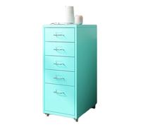 Commode élégante bleue à 5 tiroirs pour chambre à coucher, salon et bureau ; solution de rangement de grande capacité pour salle de classe et salle de conférence