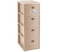 Commode élégante slim en plastique - Stefanplast - Elegance Slim - 4 tiroirs - Cachemire - 30 x 40 x 80 cm