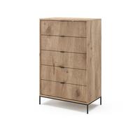 Vicco Commode Eliza, Chêne Viking, 76 x 120 cm avec 5 tiroirs
