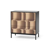 Commode Eliza 80x81.2cm avec 3 tiroirs Noir/Chêne Vicco 55179