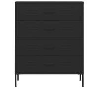 Commode en acier - vidaXL - Noir - 80x35x101,5 cm - Hauteur des pieds 15 cm - Charge par tiroir 25 kg