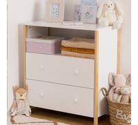 Commode En Bois 2 Tiroirs 1 Étagère - Kima Blanc TU