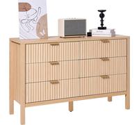 Commode en bois avec 6 tiroirs striés - Antidérapant et anti-basculement - Commode à tiroirs stylée