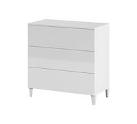 Commode Pegane Commode en bois coloris blanc brillant avec 3 tiroirs - longueur 80 x Hauteur 76 x Profondeur 40 cm