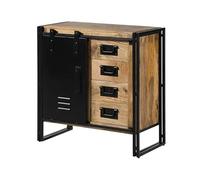Commode en Bois de manguier 90x45x90 laqué Naturel Blackburn - diverses Couleurs, Couleur:Nature laqué Clair/métal Noir, Mesure:90x45x90 cm (LxPxH)