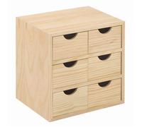 Commode En Bois De Pin Et En Placage Vernissable 6 Tiroirs 28x20x28 H