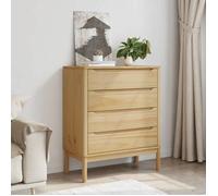 Commode en bois de pin massif - vidaXL - FLORO - Cire marron - 76,5x39x90,5 cm - 4 tiroirs - Capacité 20 kg