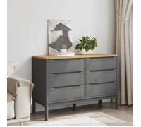 Commode en bois de pin massif - vidaXL - Gris - 111x43x73 5 cm - 6 tiroirs - Capacité 30 kg - Gamme FLORO