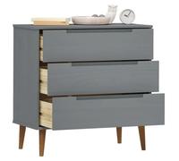 Commode en bois de pin massif - vidaXL - MOLDE - Gris - 80x40x80 cm - 3 tiroirs - Vernis UV - Style scandinave