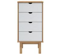 Commode en bois de pin massif - vidaXL - OTTA - Marron et blanc - 45x39x90 cm - 4 tiroirs - Style scandinave - Robuste