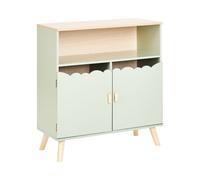 Commode en Bois de Pin MDF Meuble Chambre Enfant Pieds en Bois Vert Clair Lackey