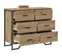 Commode en bois d'ingénierie - vidaXL - Chêne artisanal - 91x35.5x74.5 cm - 6 tiroirs - Style industriel