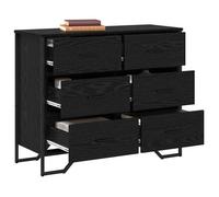 Commode en bois d'ingénierie - vidaXL - Chêne noir - 91x35.5x74.5 cm - 6 tiroirs - Style industriel - Finition mate