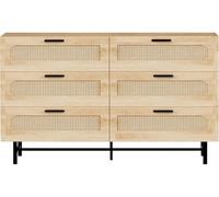 Commode en bois et cannage ""Harrison"" - 120 x 40 x 75 cm - Beige