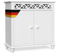 Casaria® Meuble de Rangement Blanc, Commode en Bois Vintage, 2 Portes, Buffet Bas Polyvalent, Style Classique, Motifs sculptés - Idéal Salon, Entrée, Dressing ou Chambre - 76x65x35 cm