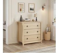 Commode en bois - LUNSY - 3 tiroirs - 75,5x39,5x74,5 cm - Beige - Texturé en relief - Grande capacité de rangement