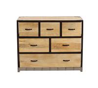 Commode industrielle en bois manguier massif et métal noir 6 tiroirs L99 cm INDUSTRIA