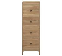 Commode en bois massif de teck, 30 x 30 x 90 cm, 4 tiroirs, style vintage | Bois de teck massif, 4 tiroirs, charme rustique, plateau de décoration, fixation murale avec