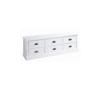 Commode en bois massif et MDF laqué blanc - Longueur 115 x Hauteur 40 x Profondeur 30 cm --