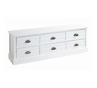 Commode en bois massif et MDF laqué blanc - Longueur 115 x Hauteur 40 x Profondeur 30 cm