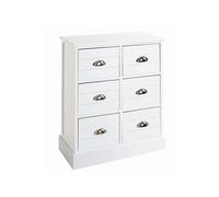 Commode en bois massif et MDF laqué blanc - Longueur 60 x Hauteur 75 x Profondeur 30 cm --