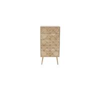 Commode en bois Paulownia avec 5 tiroirs - Largeur 45 x Hauteur 93 x Profondeur 35cm - marque PEGANE Marron G