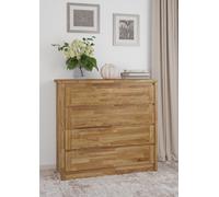 Commode en bois sans poignées avec 4 tiroirs - chêne naturel