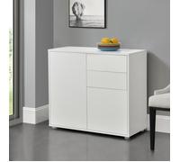 Commode - EN.CASA - Paarl - 2 tiroirs - 2 portes - Blanc Mat