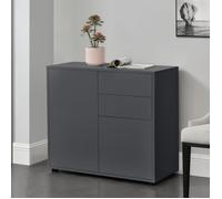 Commode - EN.CASA - Paarl - 2 Tiroirs - 2 Portes - Gris Foncé Mat