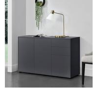 Commode - EN.CASA - Paarl - 2 Tiroirs - 3 Portes - Gris Foncé Mat