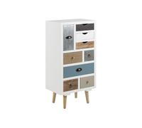 - Commode en MDF 9 tiroirs multicouleur - H.28cm - Blanc - Thammis