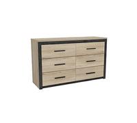 Commode en panneaux de particules, chene kronberg/sidewalk - Dim : 129,1 x 77,1 x 41,8 cm --