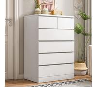 Commode en Panneaux - WILITTO - panneaux - chiffonniers - à 6 tiroirs - deux types de tiroirs- blanc - 60x41x109cm