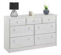 Commode en pin RONDO, 3+4 tiroirs lasuré blanc Blanc G