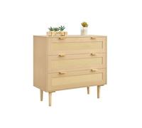 Commode en Rotin à 3 Tiroirs-VEVOR-Meuble de Rangement-avec Poignées en Métal et Pieds en Bois