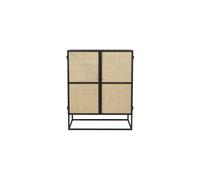 Commode en rotin beige, portes avec insert rotin tissé, 1 étagère, style Japandi - White Label, Guuji - 80x38x100 cm