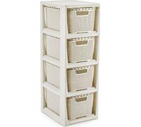 Commode en rotin Branq - 4 paniers blanc antique