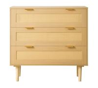 Commode en Rotin - DUOKU - ZD-25TB02 - 3 Tiroirs - Bois Naturel - Design Bohème