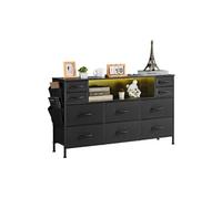 VEVOR Commode en tissu meuble de rangement à 10 tiroirs pour chambre salon noir