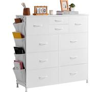 Commode en tissu VEVOR avec 10 tiroirs et boîtes de rangement en tissu, tiroirs de penderie, tour de rangement en tissu pour chambre, couloir, armoire, blanc