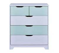 Prati commode 5 tiroirs gris clair, menthe verte. Vert G